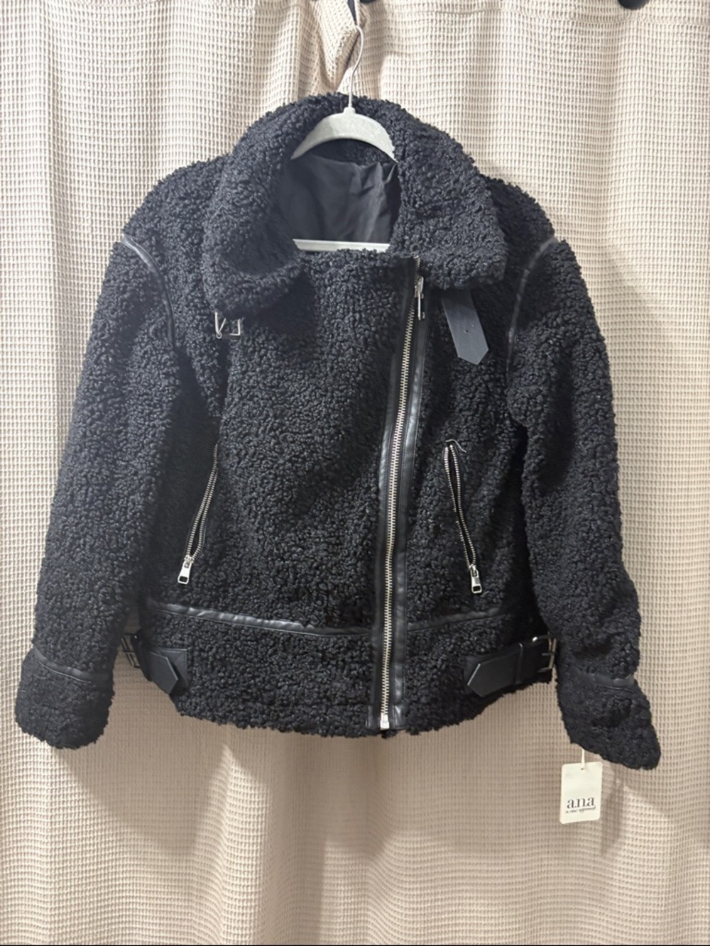 a.n.a Black Teddy Sherpa Jacket reversible